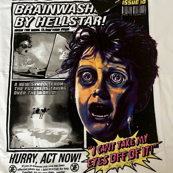 Hellstar Studios "Breaking News" White T-shirt Size: L - NWT - Picture 3 of 10